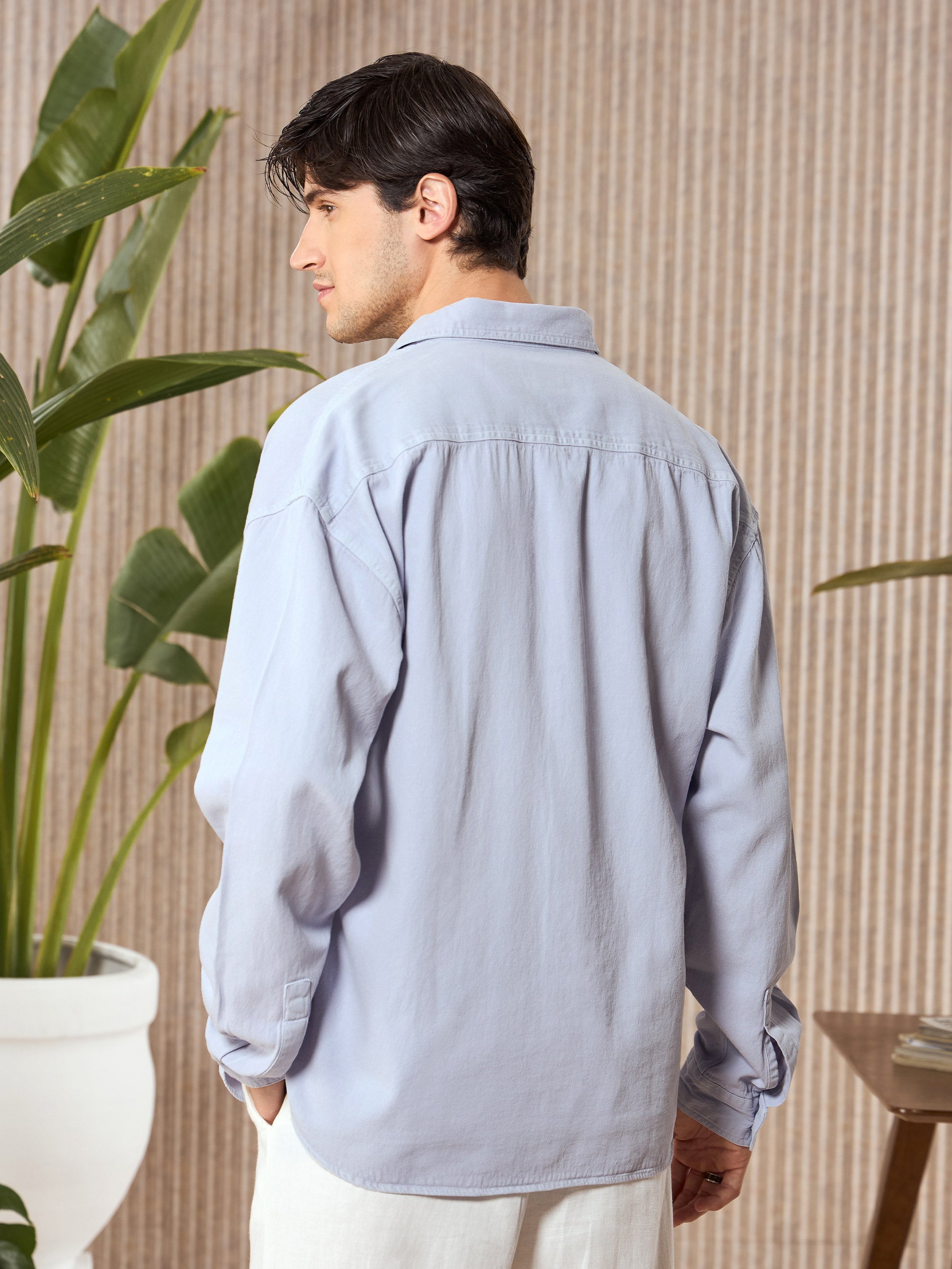 Over Dyed Shirt For Men - Lavender Mist
