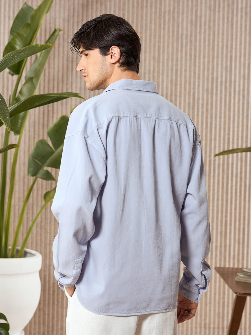 Over Dyed Shirt For Men - Lavender Mist