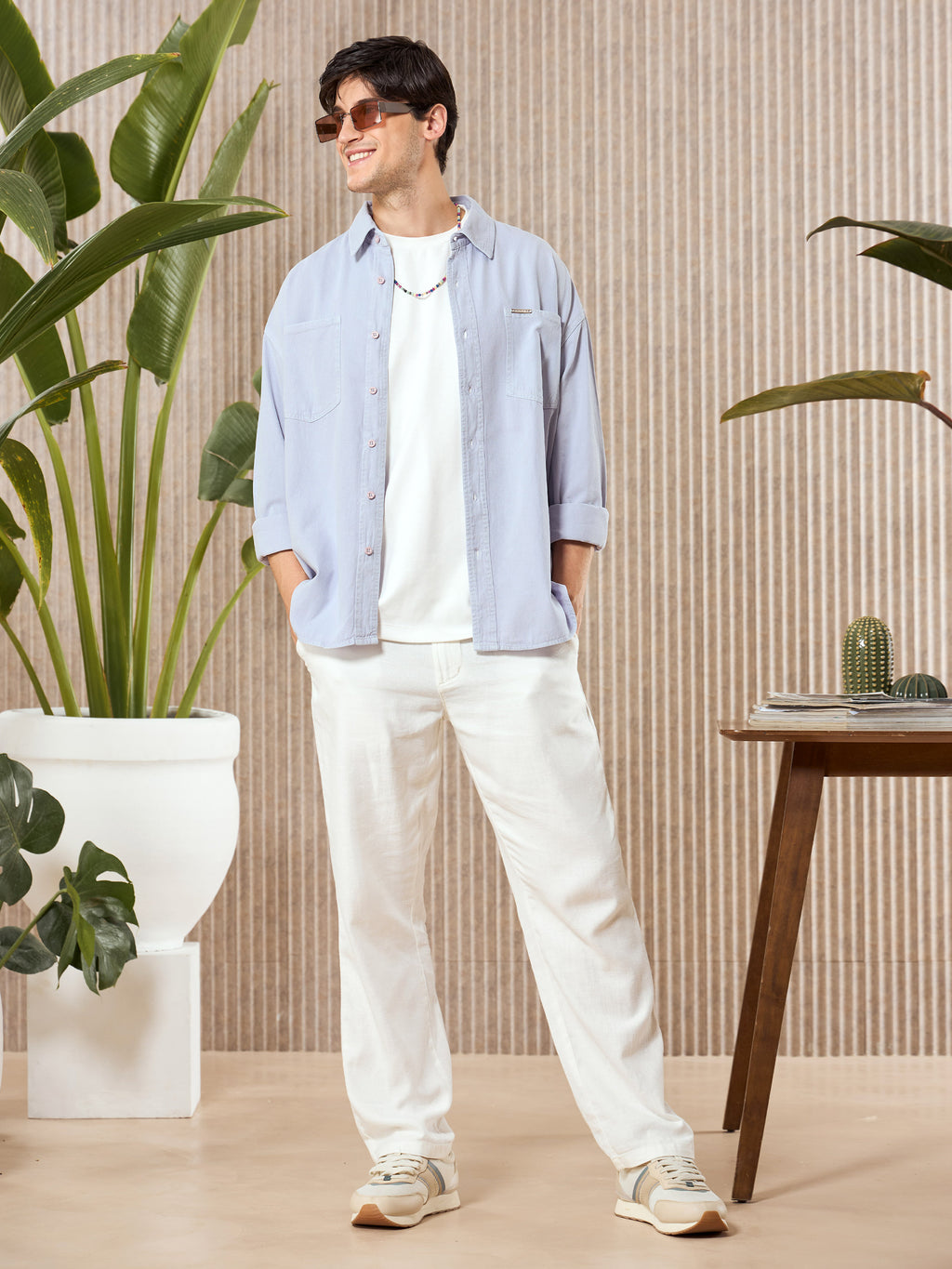 Over Dyed Shirt For Men - Lavender Mist