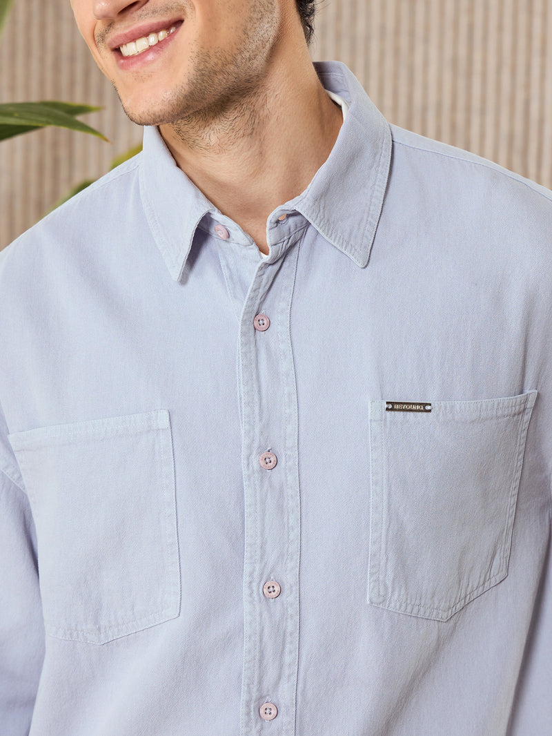 Over Dyed Shirt For Men - Lavender Mist