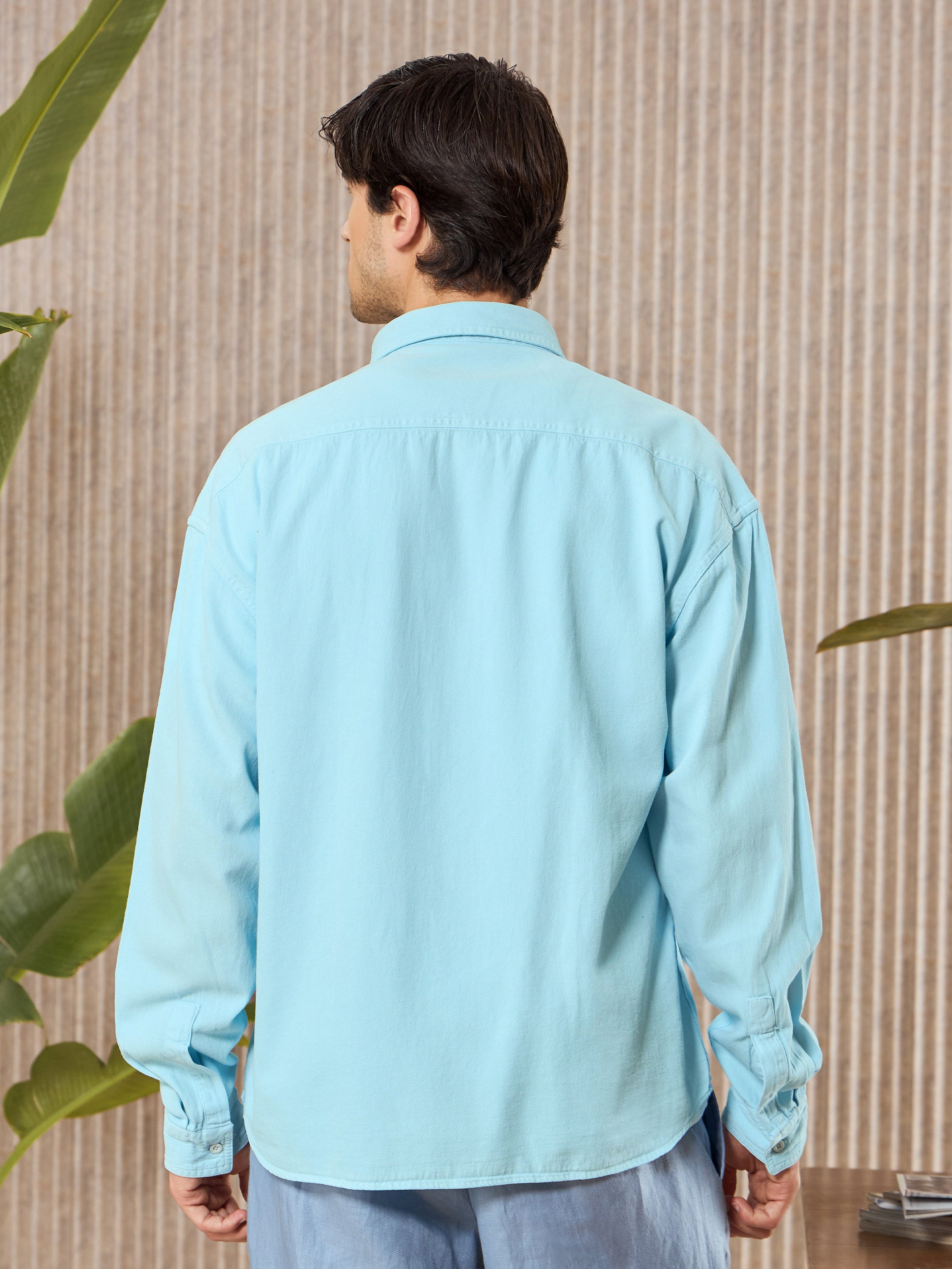 Over Dyed Shirt For Men - Light Sky