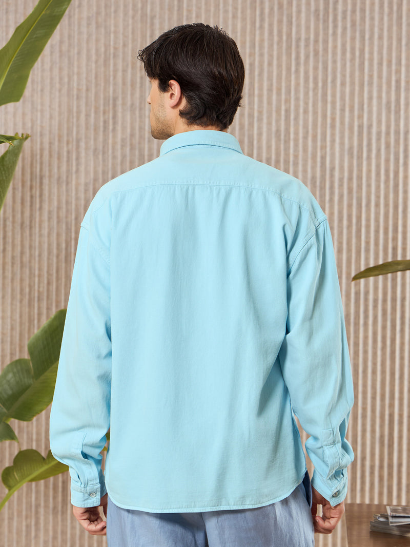 Over Dyed Shirt For Men - Light Sky