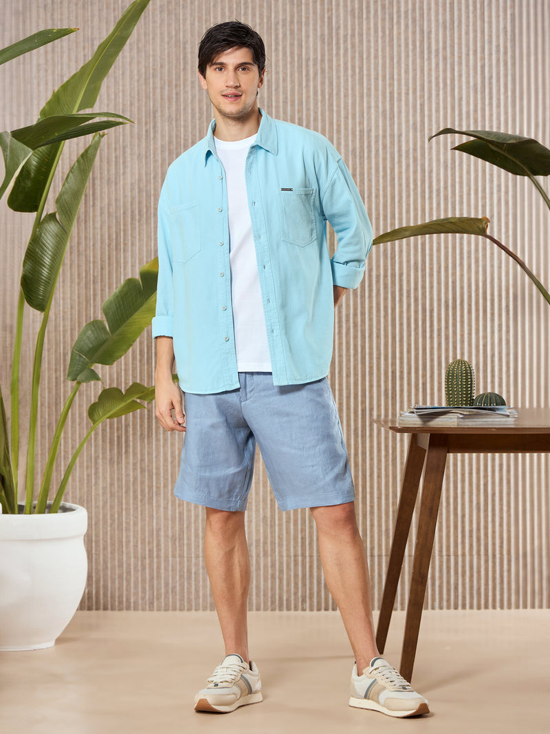 Over Dyed Shirt For Men - Light Sky
