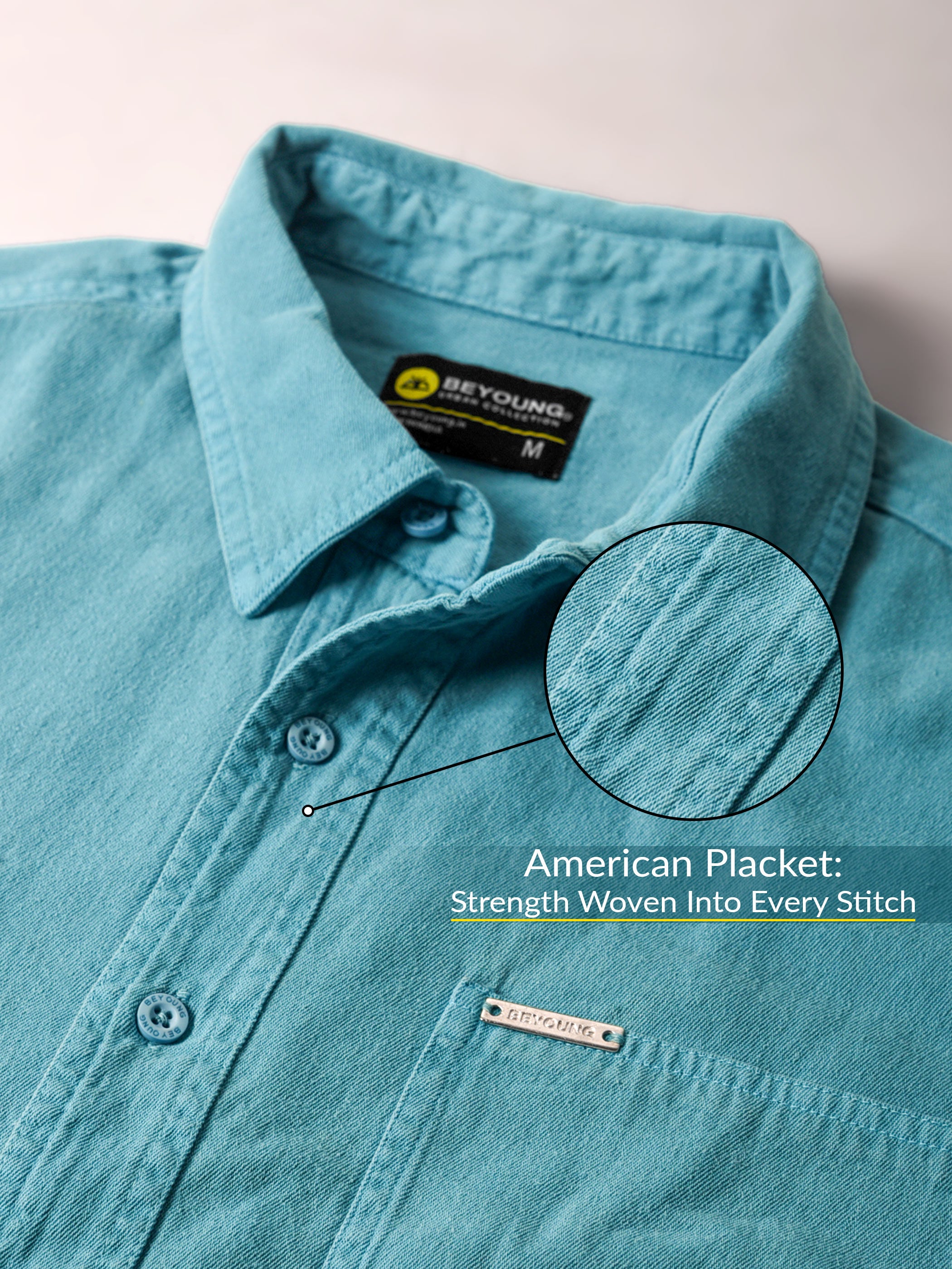 Over Dyed Shirt For Men - Pacific Blue