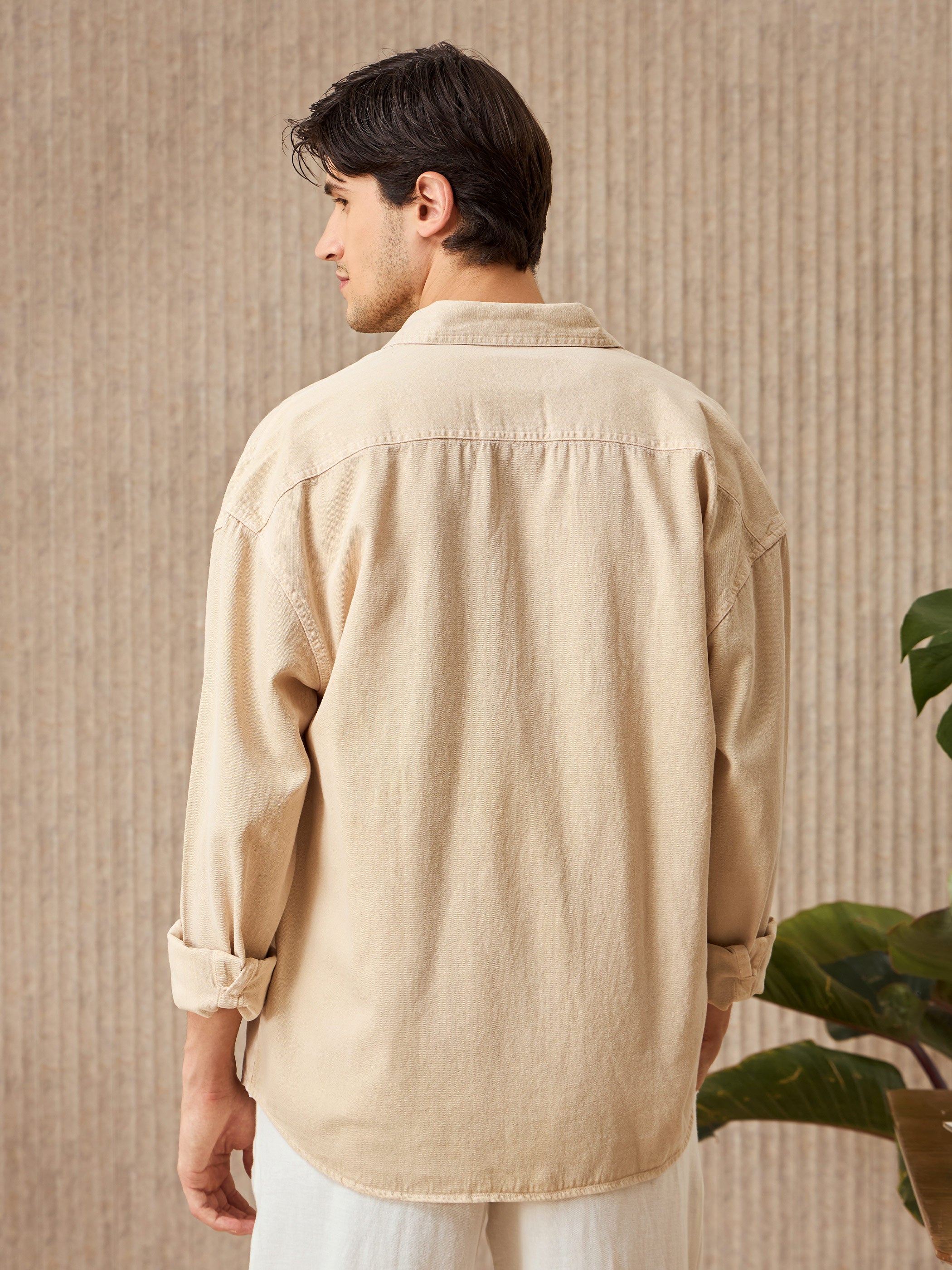 Over Dyed Shirt For Men - Beige