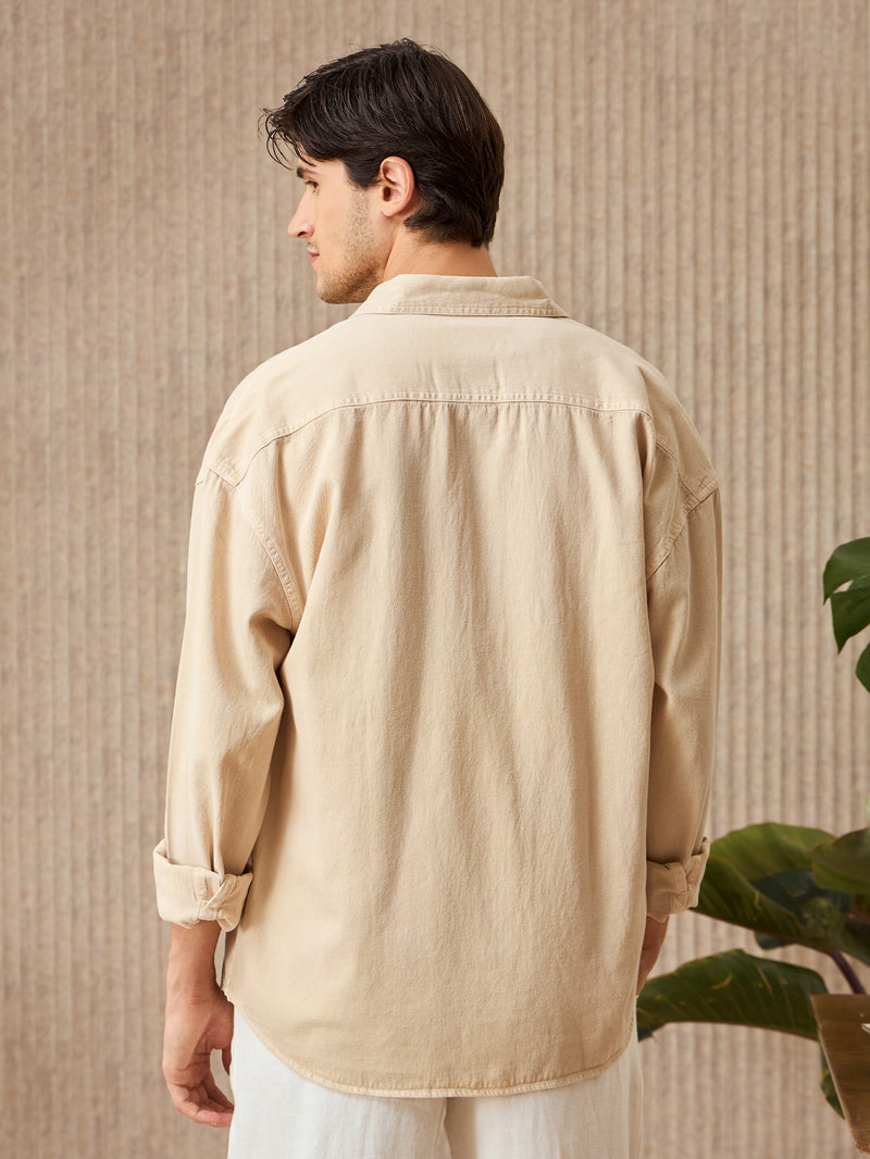 Over Dyed Shirt For Men - Beige