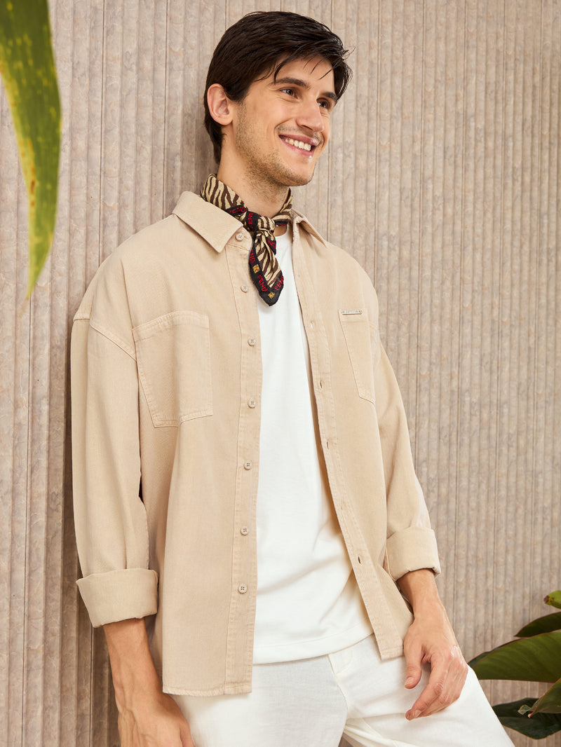 Over Dyed Shirt For Men - Beige