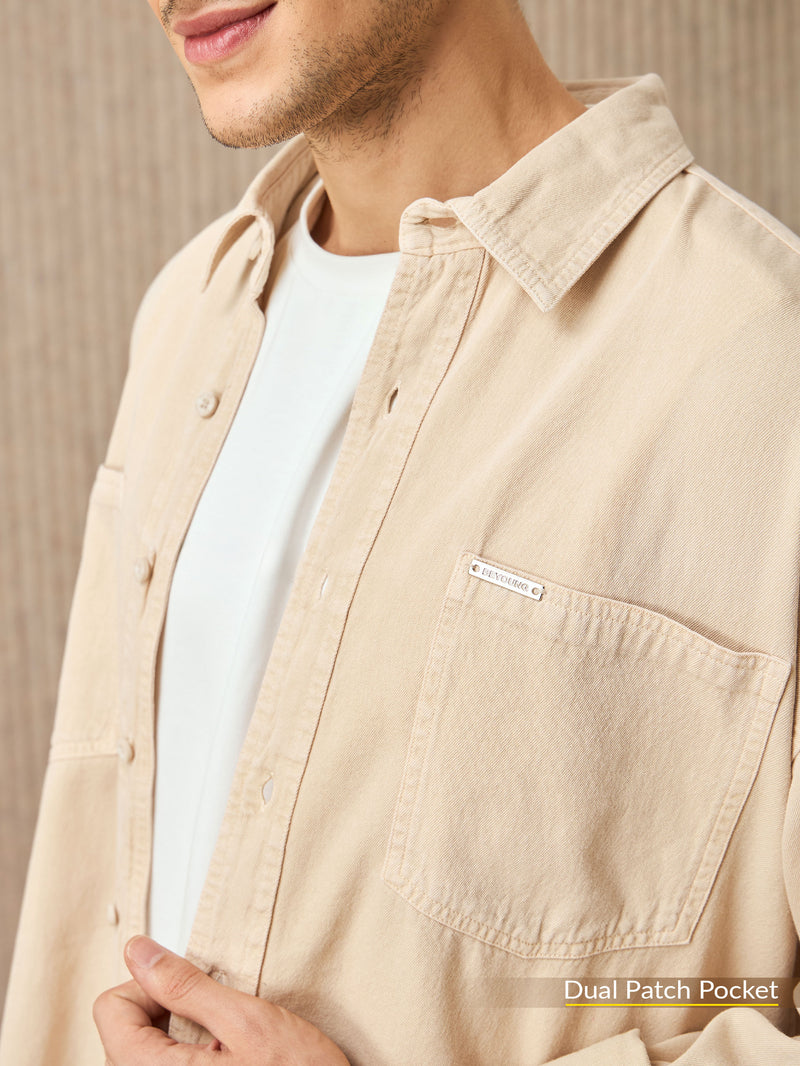 Over Dyed Shirt For Men - Beige
