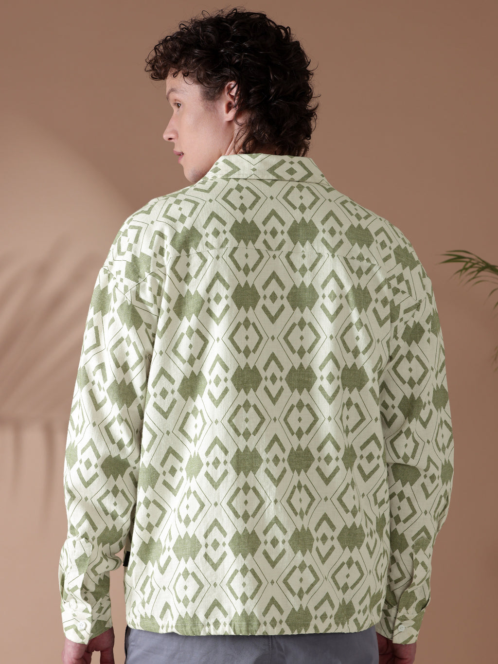 Printed Urban Shirt for Men - White and Green