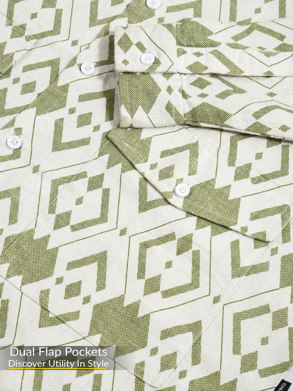 Printed Urban Shirt for Men - White and Green