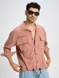 Men Relaxed Fit Shirt with Flap Pockets
- Rose Pink