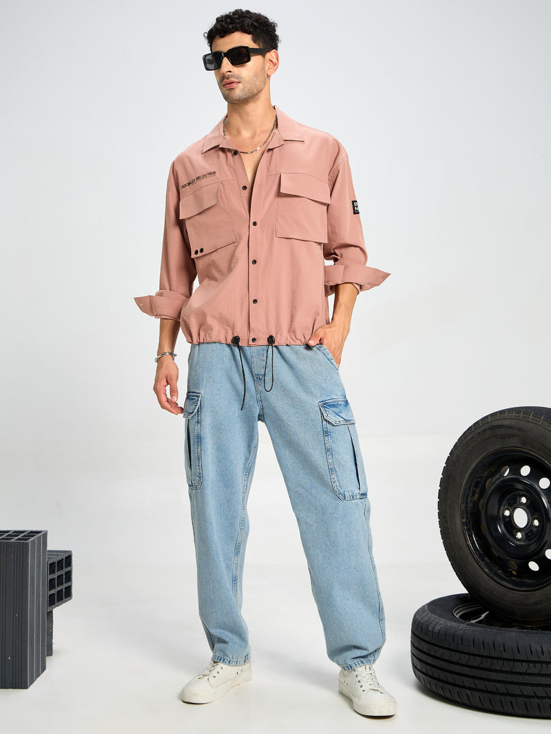 Men Relaxed Fit Shirt with Flap Pockets
- Rose Pink