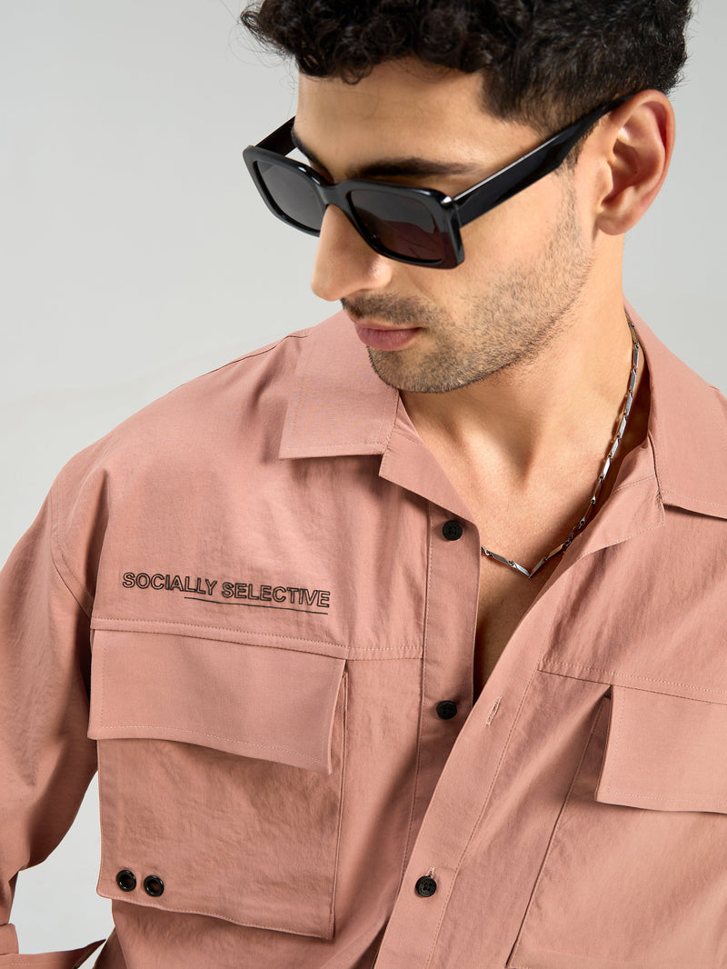 Men Relaxed Fit Shirt with Flap Pockets
- Rose Pink