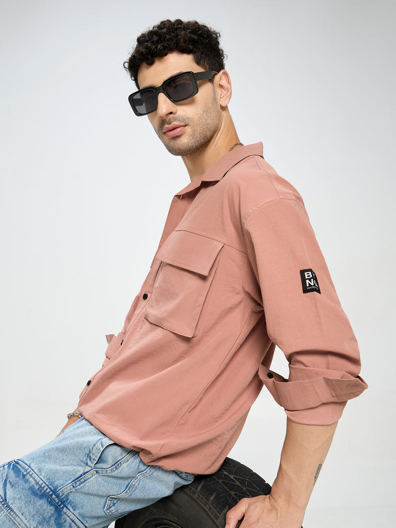 Men Relaxed Fit Shirt with Flap Pockets
- Rose Pink