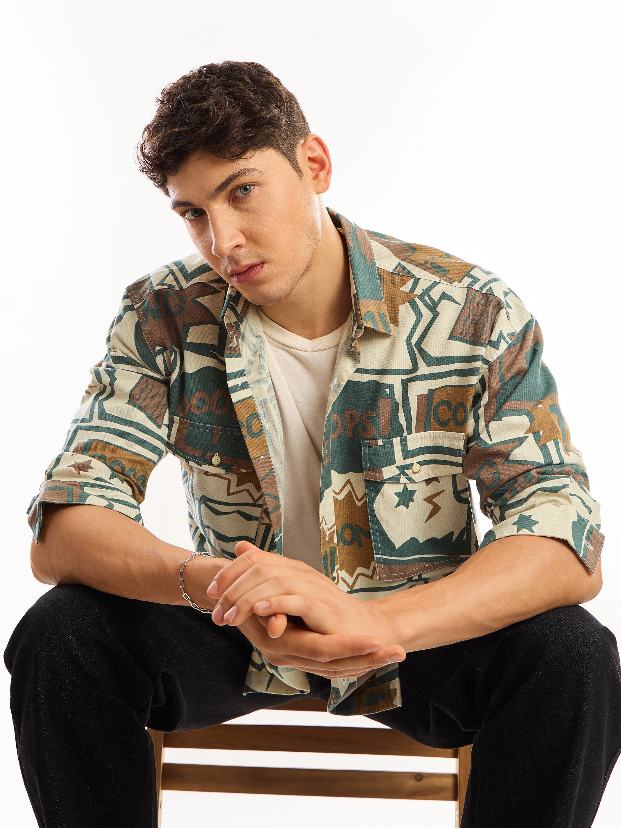 Printed Dual Pocket Overshirt