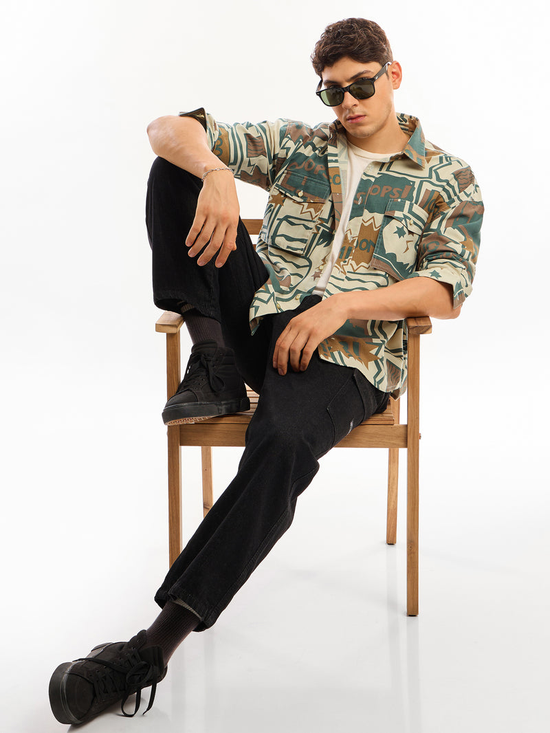 Printed Dual Pocket Overshirt