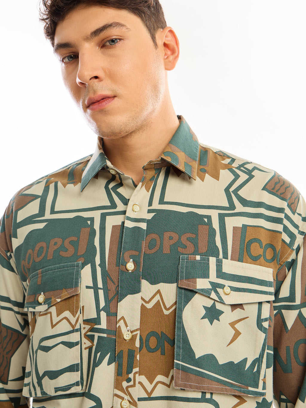 Printed Dual Pocket Overshirt