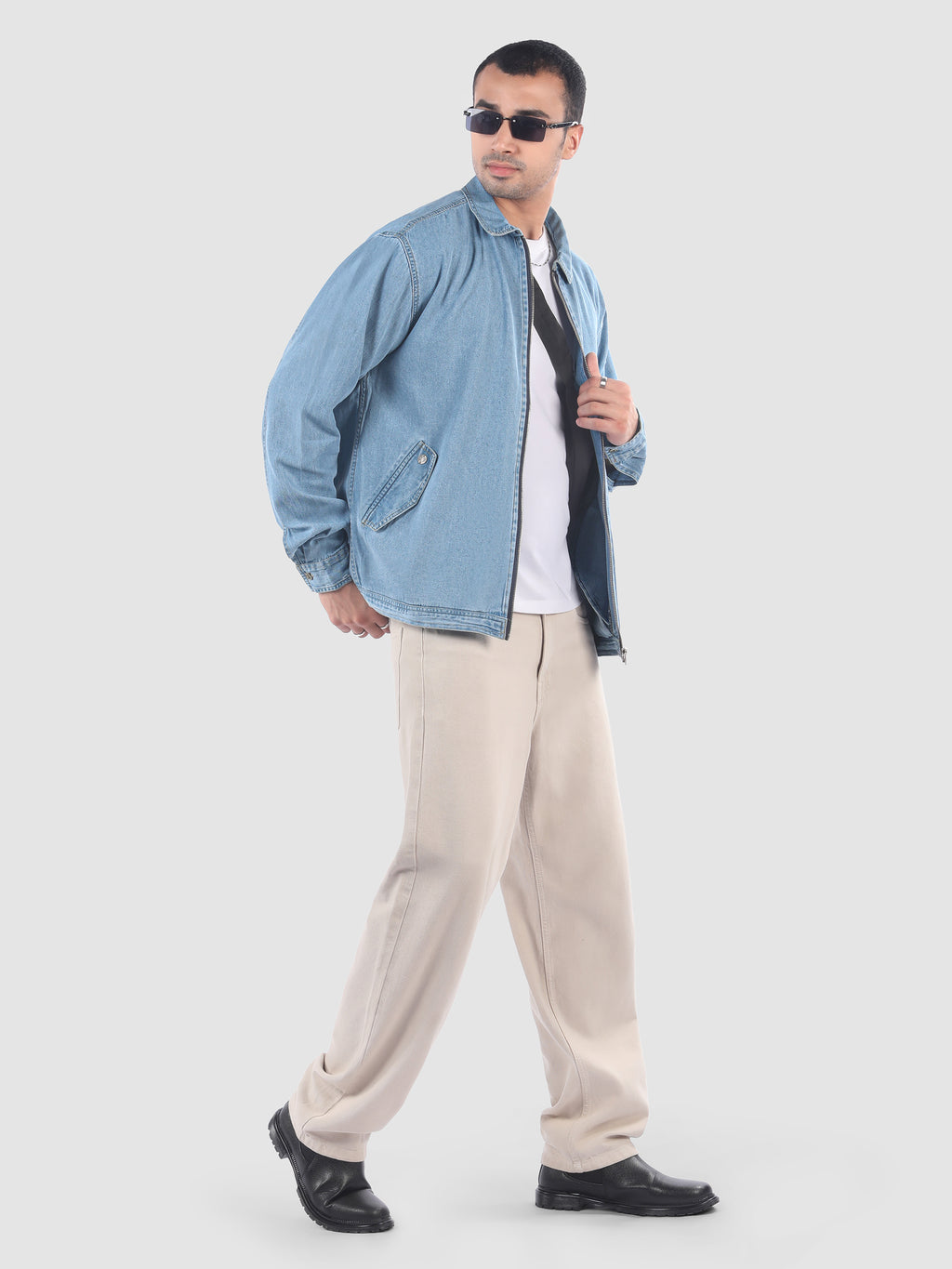 Denim Zipper Shacket - Blue