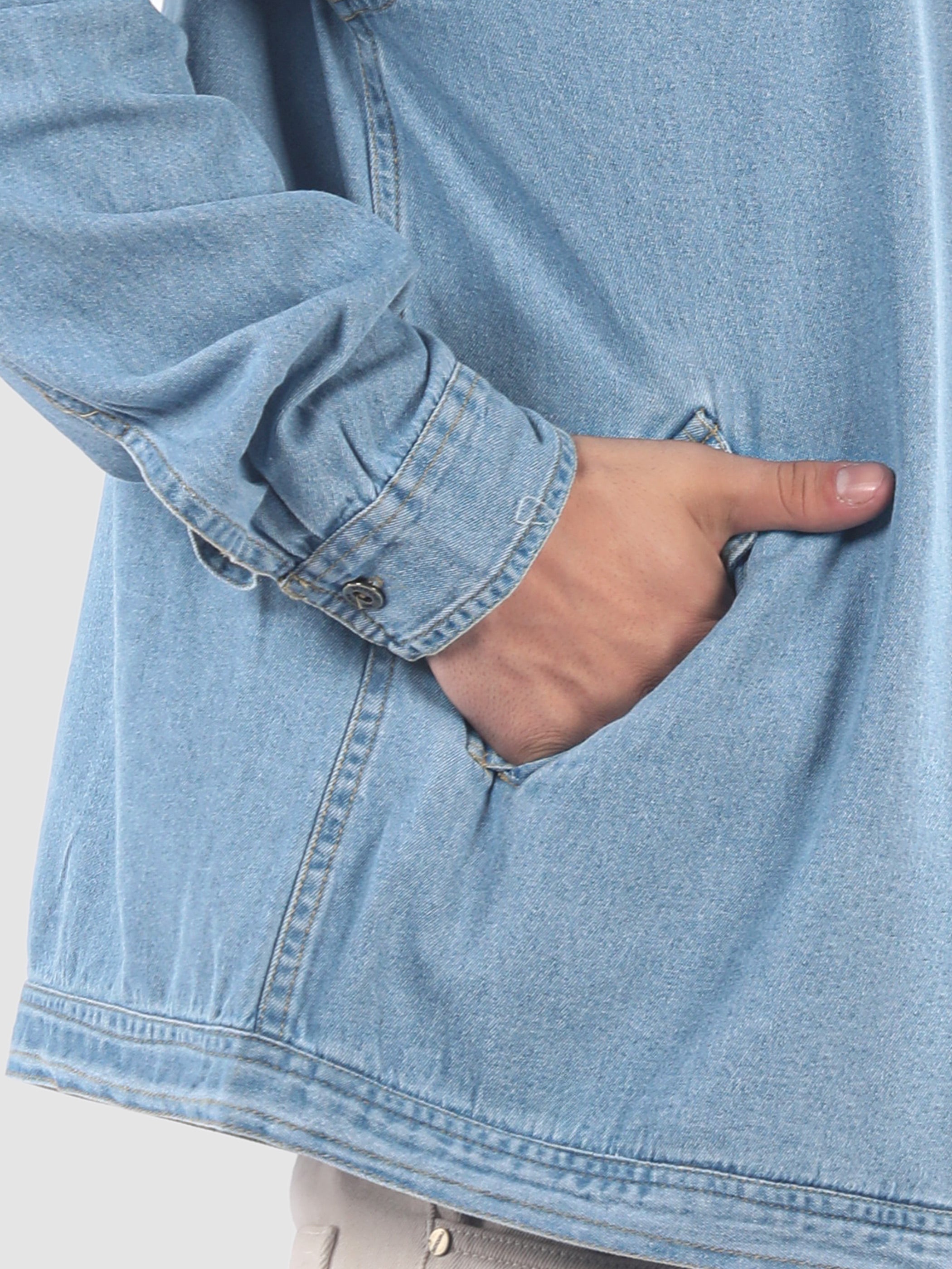 Denim Zipper Shacket - Blue