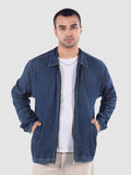 Denim Zipper Shacket - Sky Blue