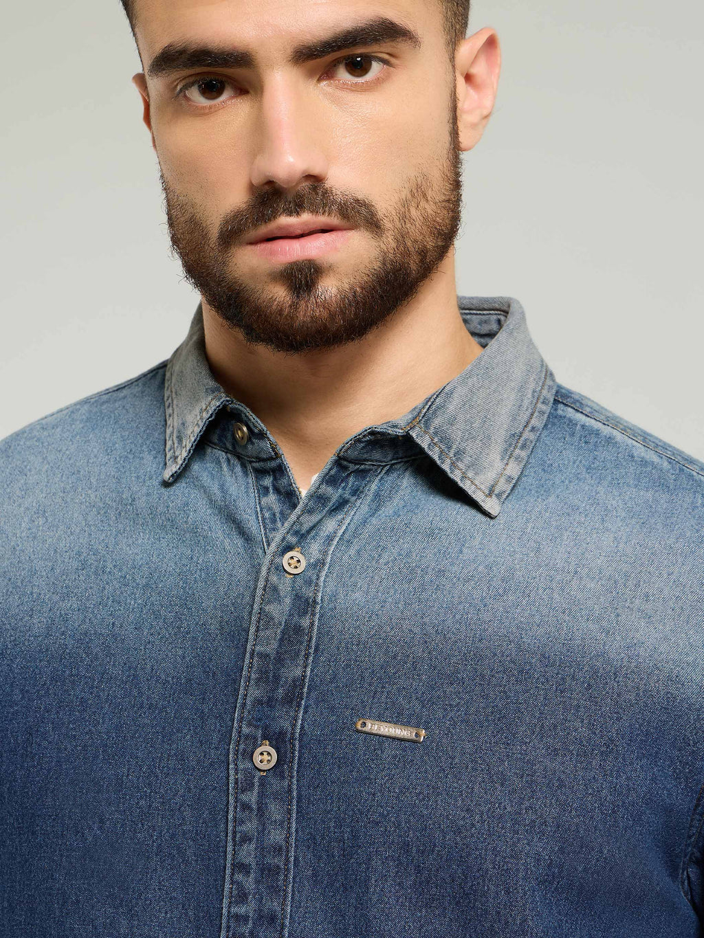 Ombre Denim Shirt For Men - Dark Blue