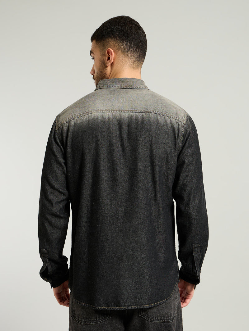 Ombre Denim Shirt For Men - Black