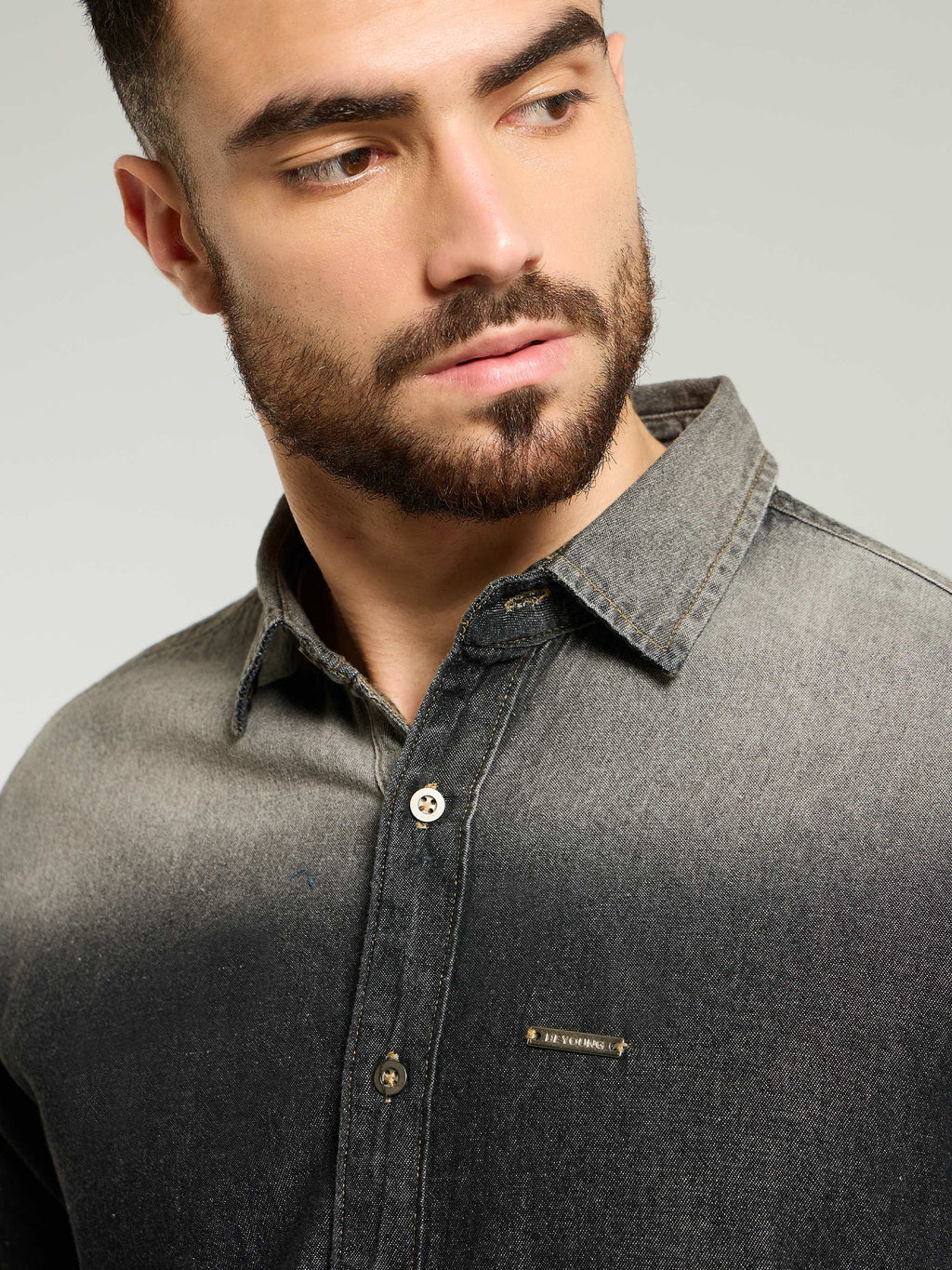 Ombre Denim Shirt For Men - Black