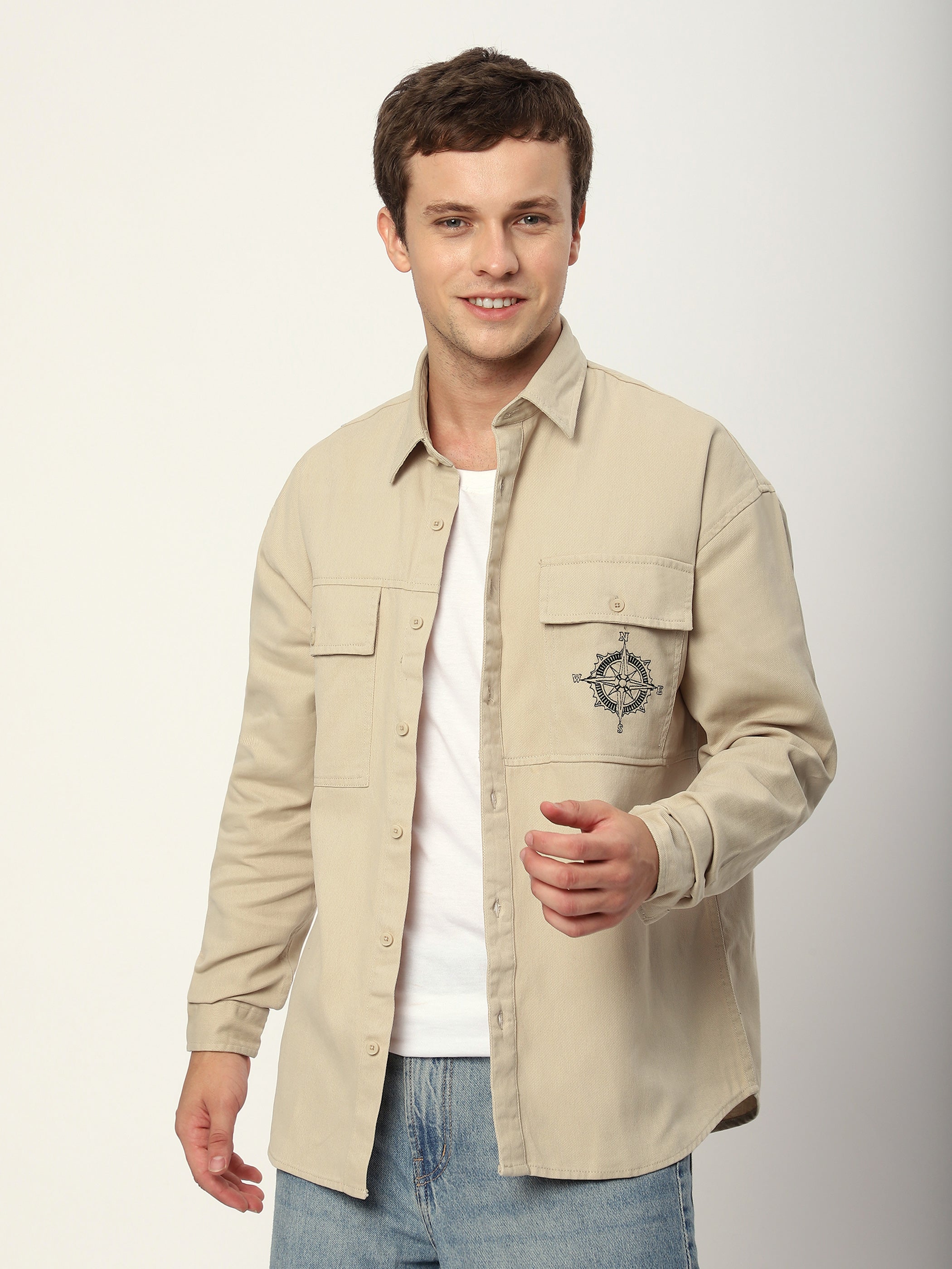Embroidered Pocket Shirt - Off White