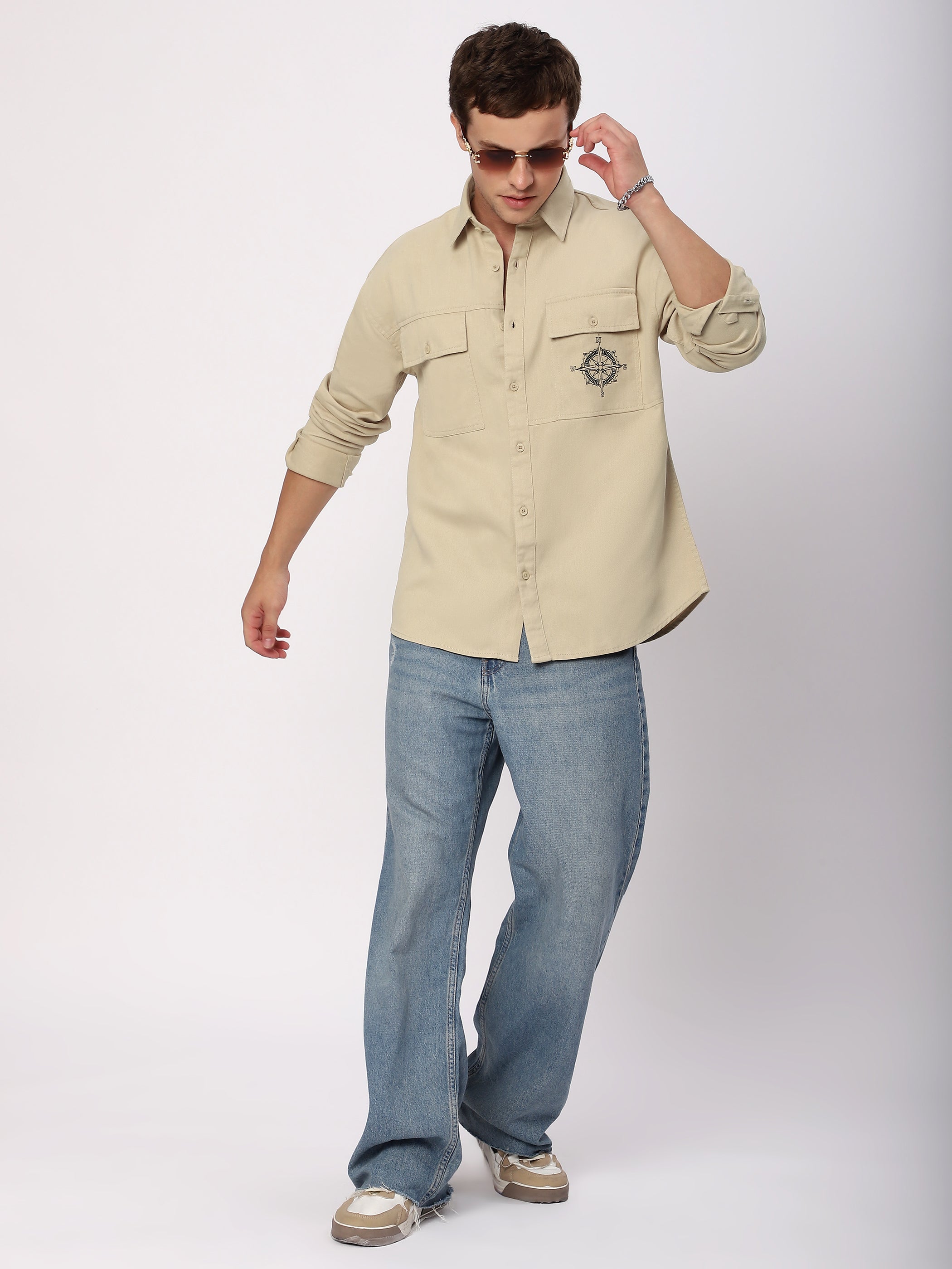 Embroidered Pocket Shirt - Off White