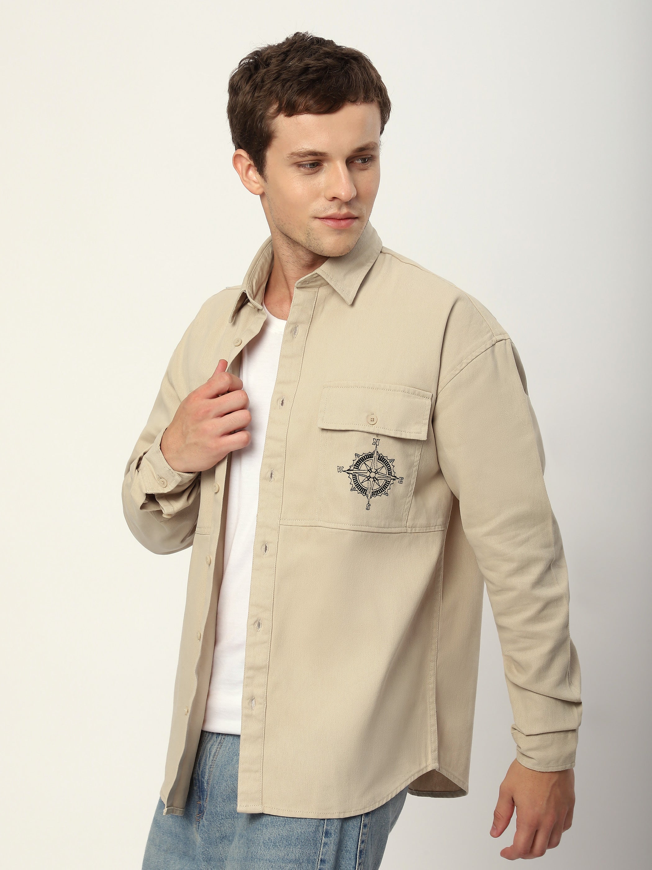 Embroidered Pocket Shirt - Off White