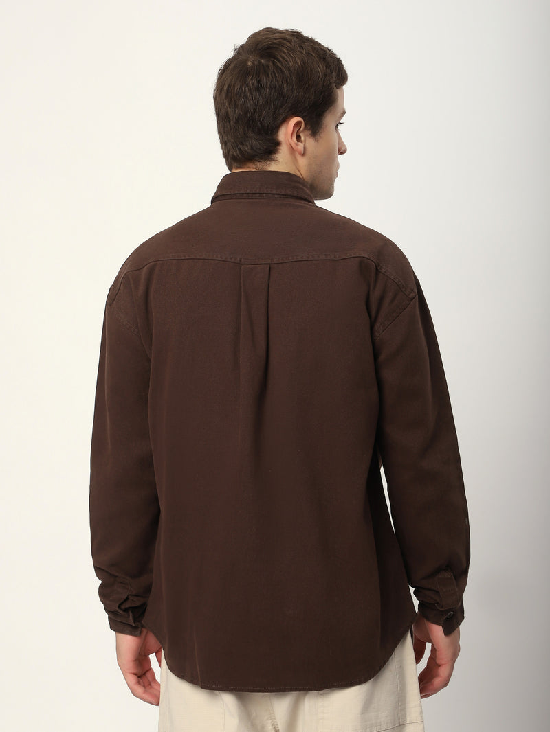 Embroidered Pocket Shirt - Brown