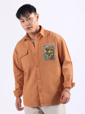 Embroidered Applique Patch Shirt - Orange
