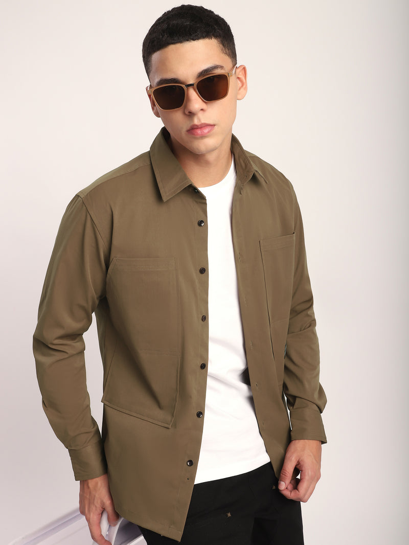 Angular Pocket Shirt - Wood Brown