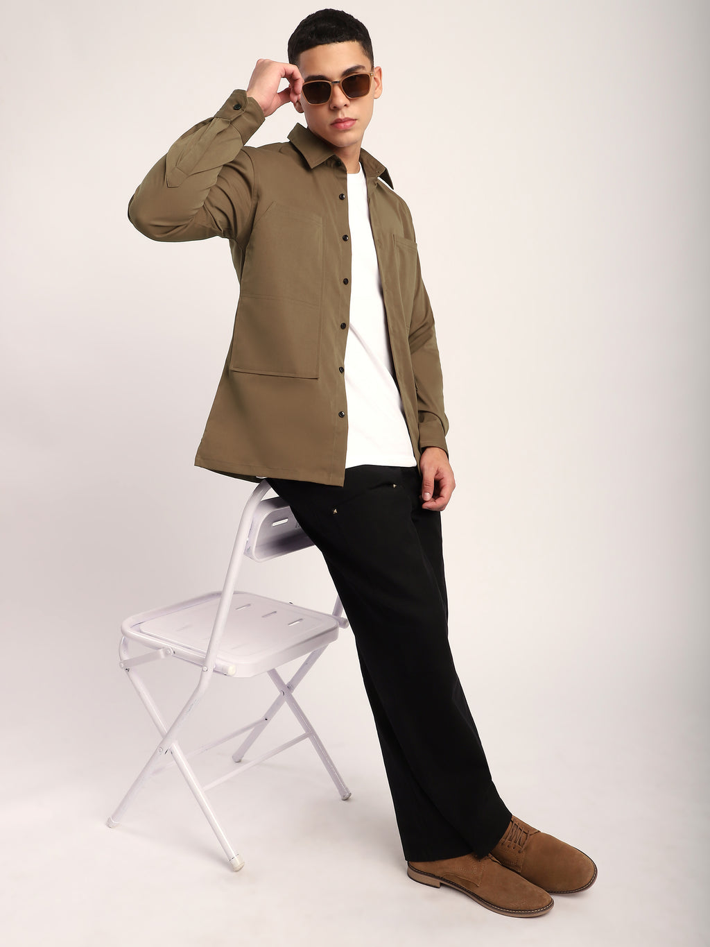 Angular Pocket Shirt - Wood Brown