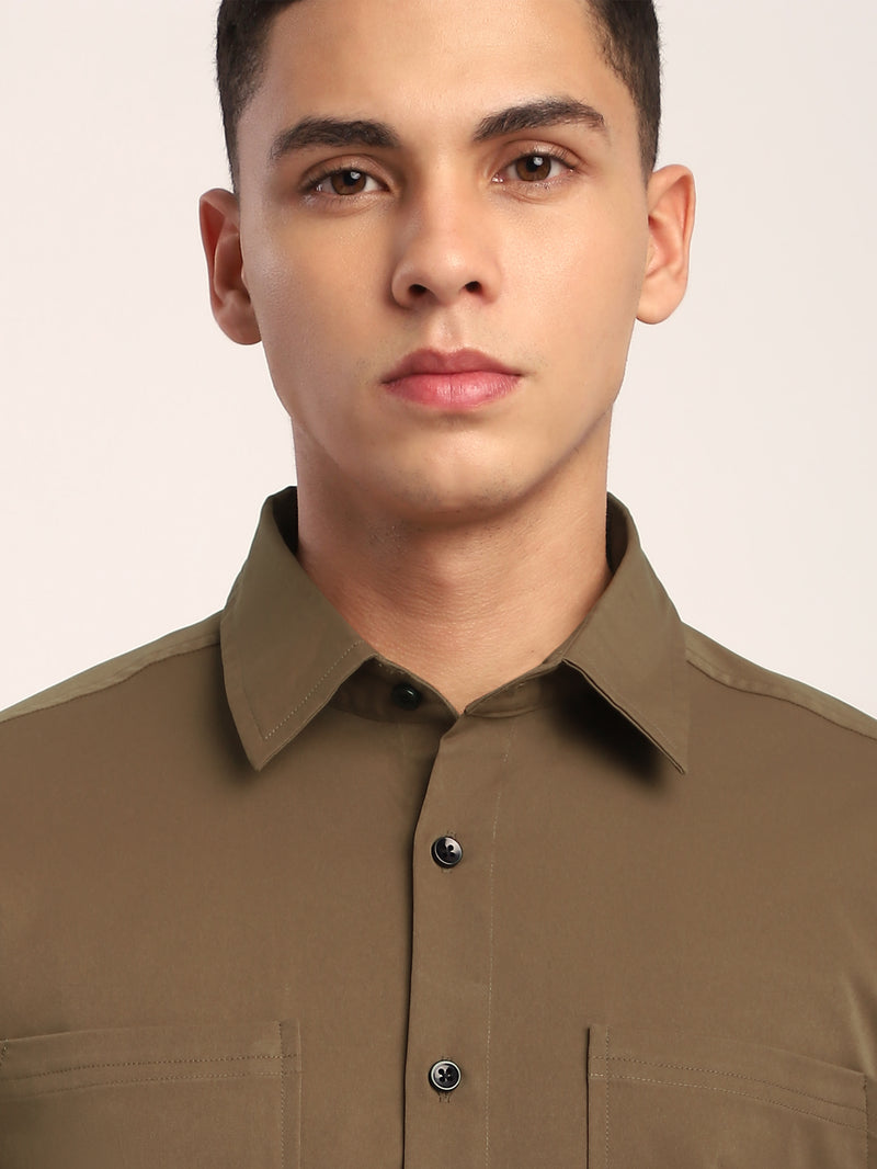 Angular Pocket Shirt - Wood Brown