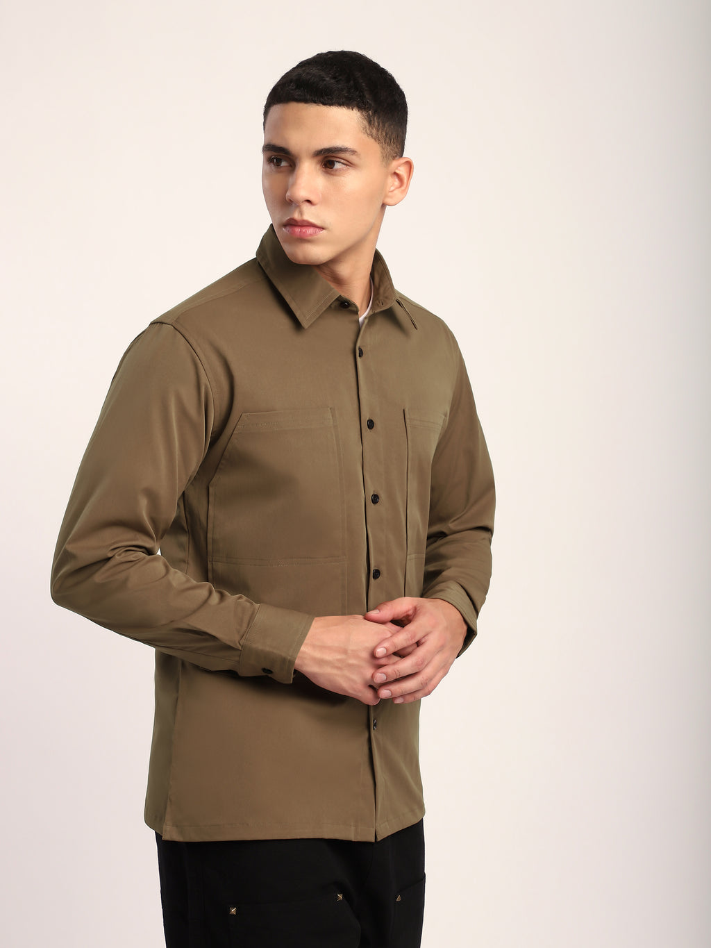 Angular Pocket Shirt - Wood Brown