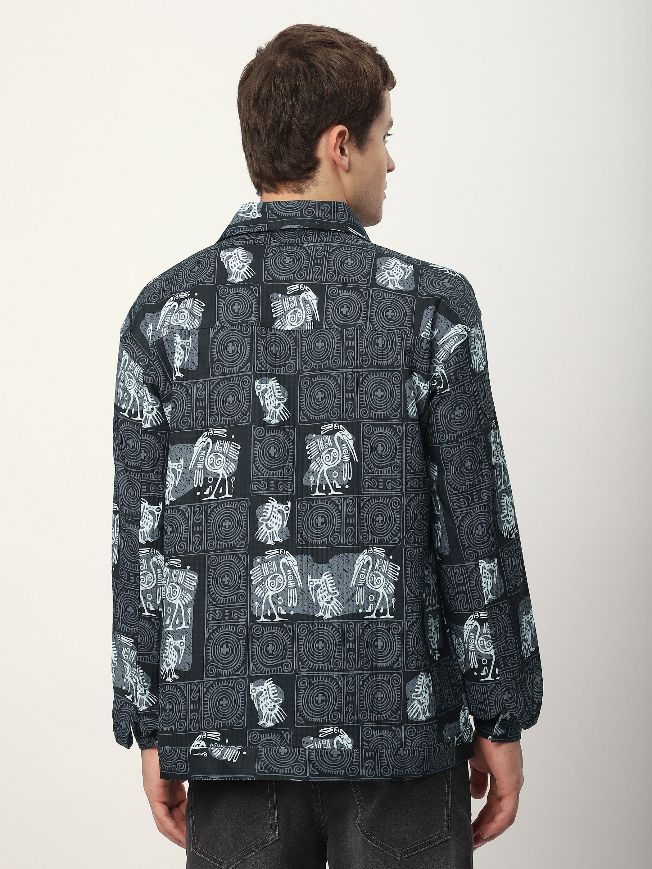 Tribal Print Shacket - Black Tribal