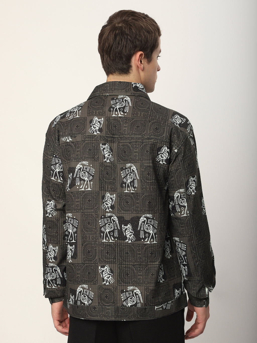 Tribal Print Shacket - Peanut Brown