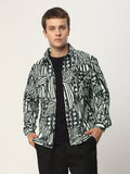 Abstract Print Shacket - White and Black