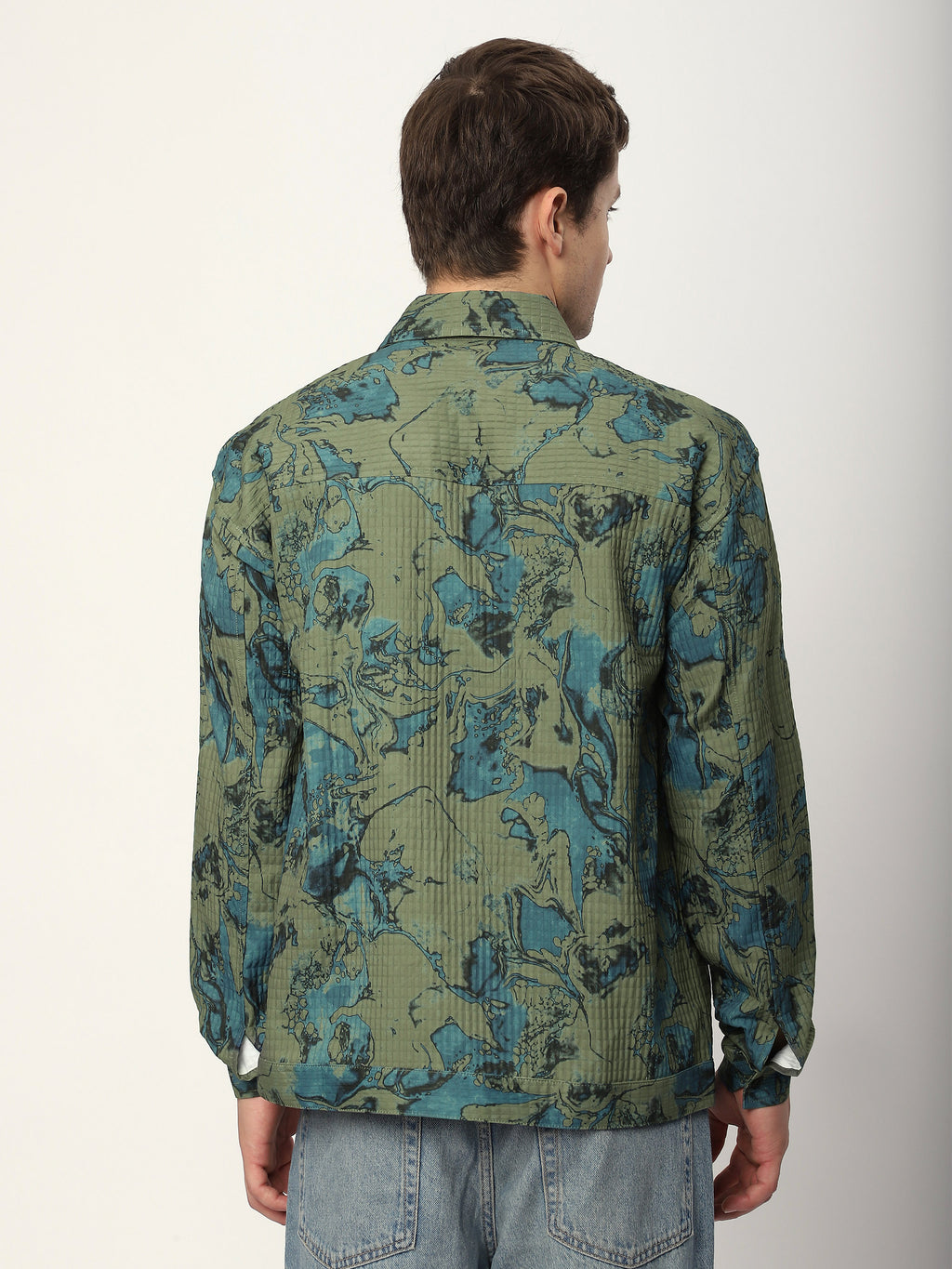 Abstract Print Shacket - Green