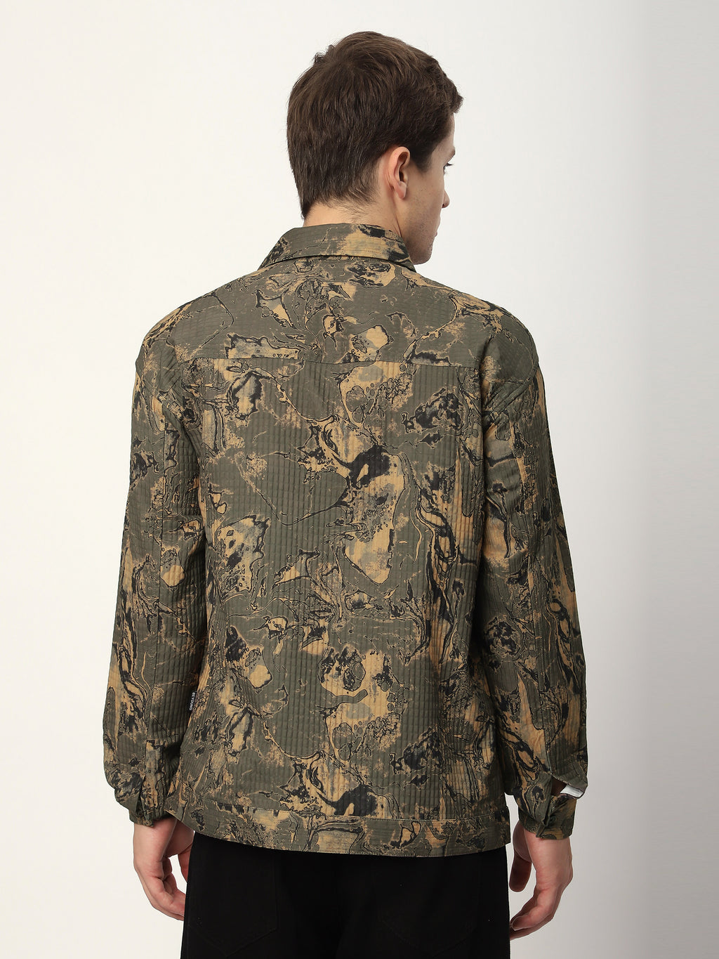 Abstract Print Shacket - Brown
