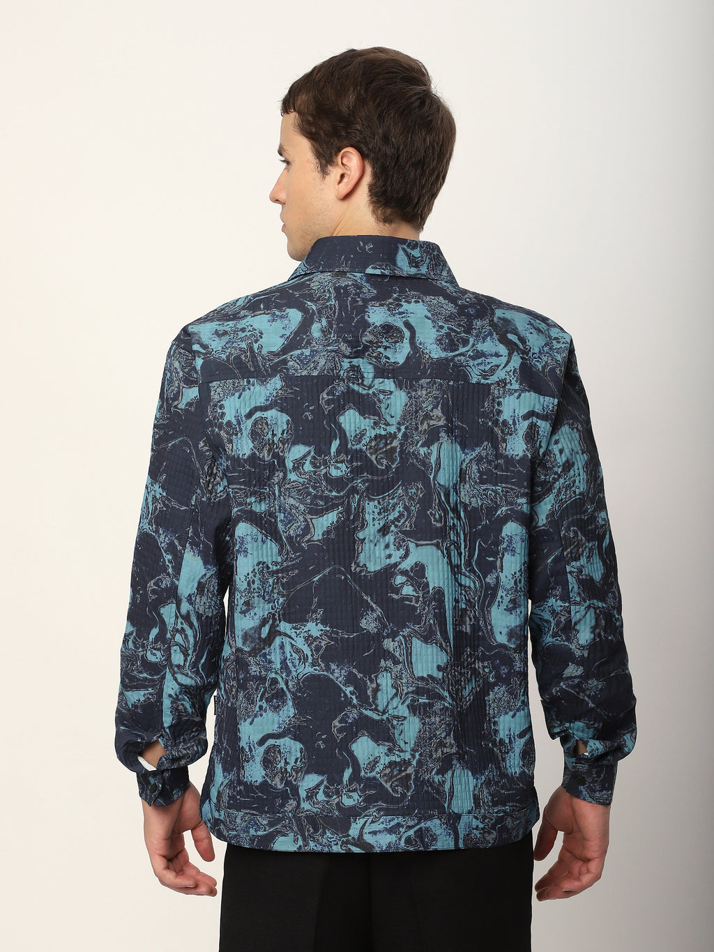 Abstract Print Shacket - Blue