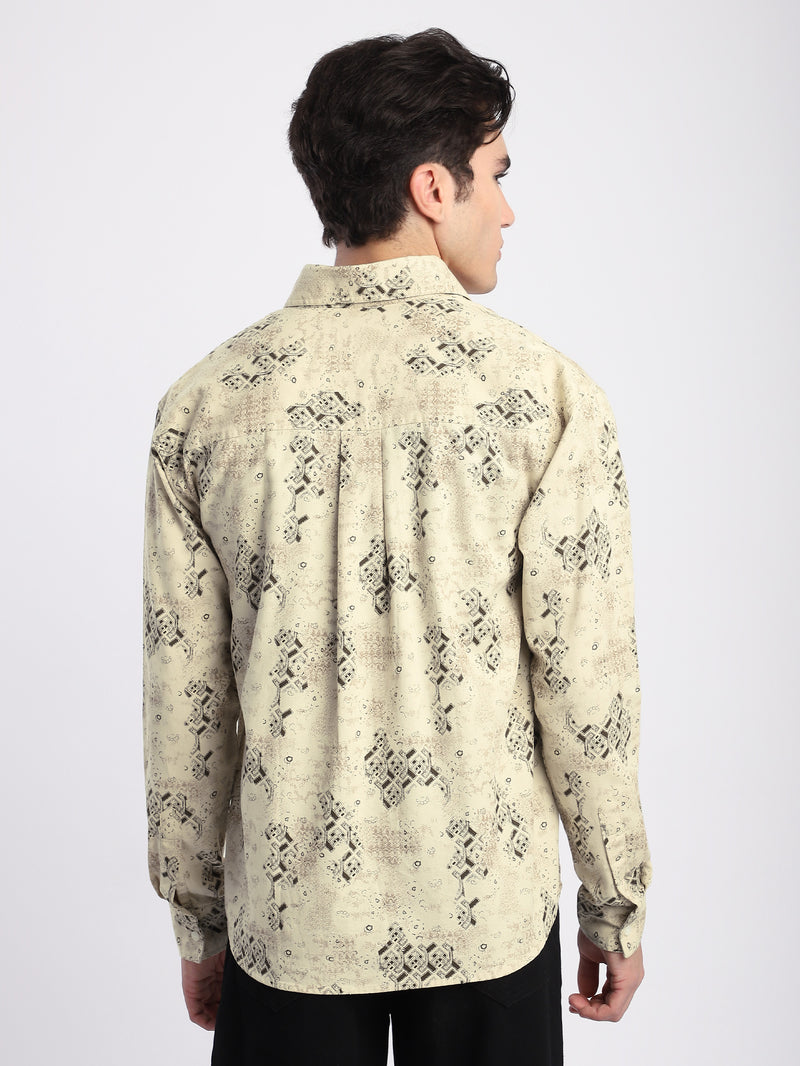 Abstract Printed Shacket - Brown