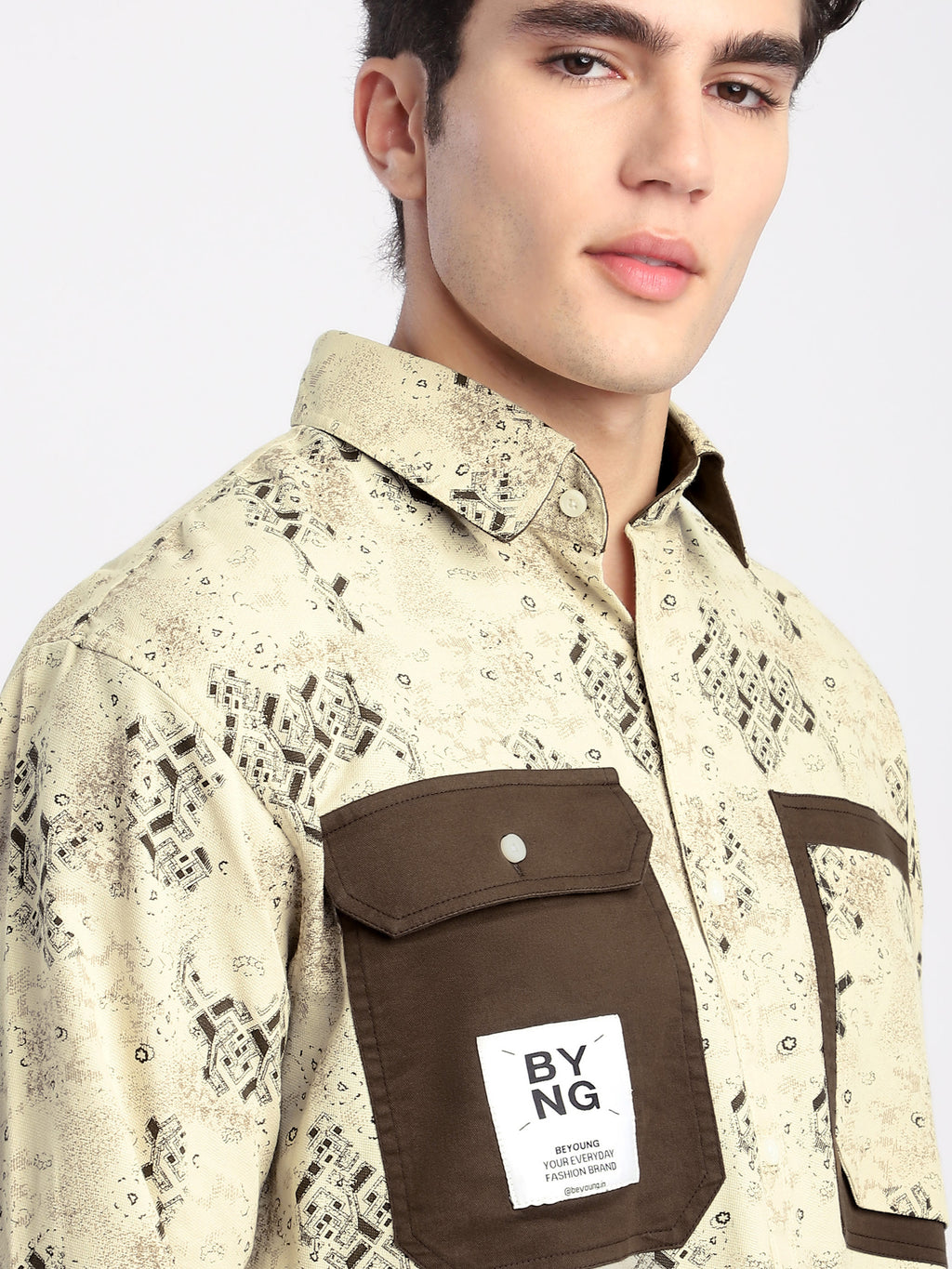 Abstract Printed Shacket - Brown