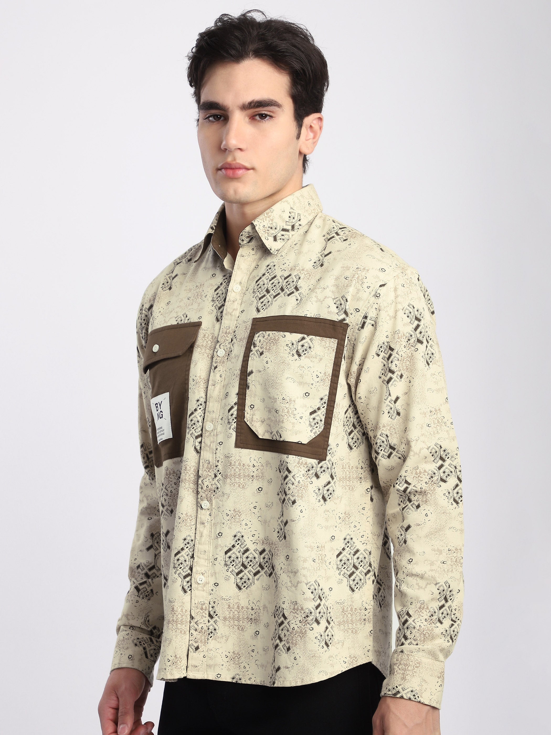Abstract Printed Shacket - Brown