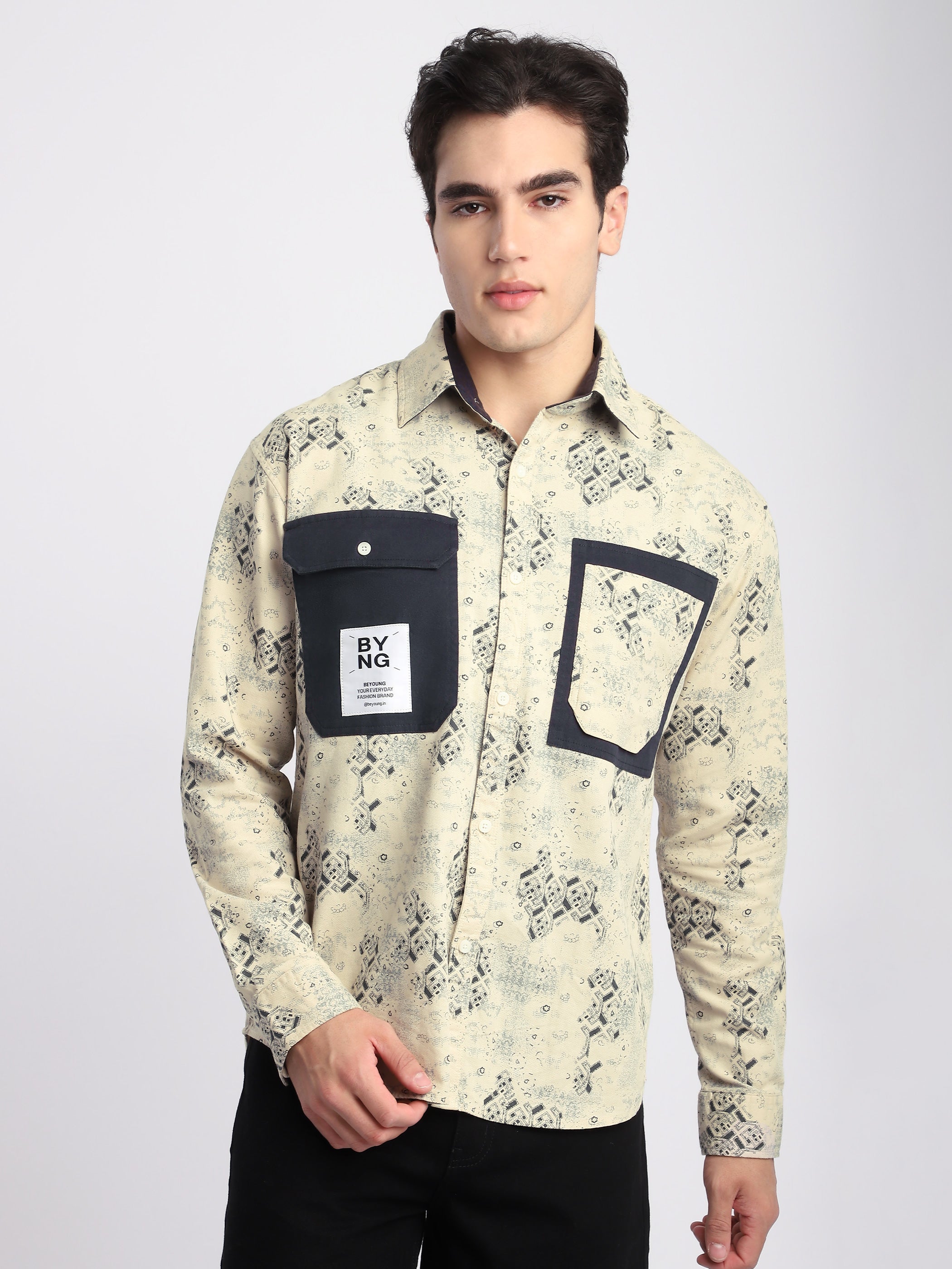 Abstract Printed Shacket - Blue