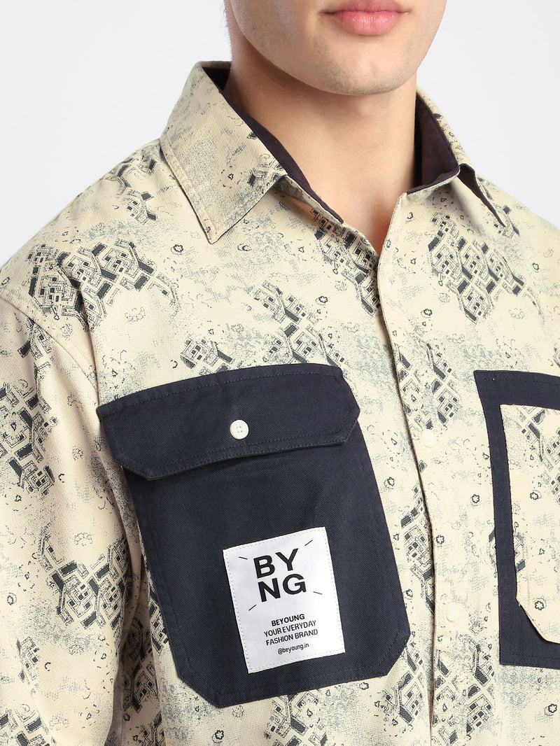 Abstract Printed Shacket - Blue