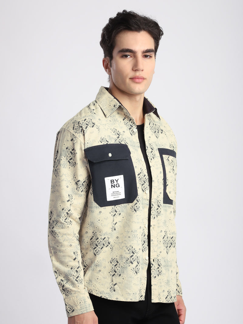 Abstract Printed Shacket - Blue