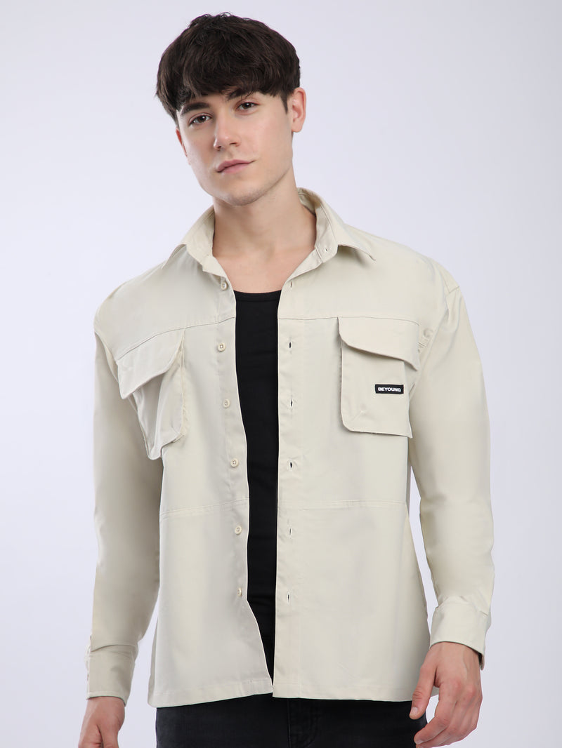 Baggy Pocketed Shirt - Cream