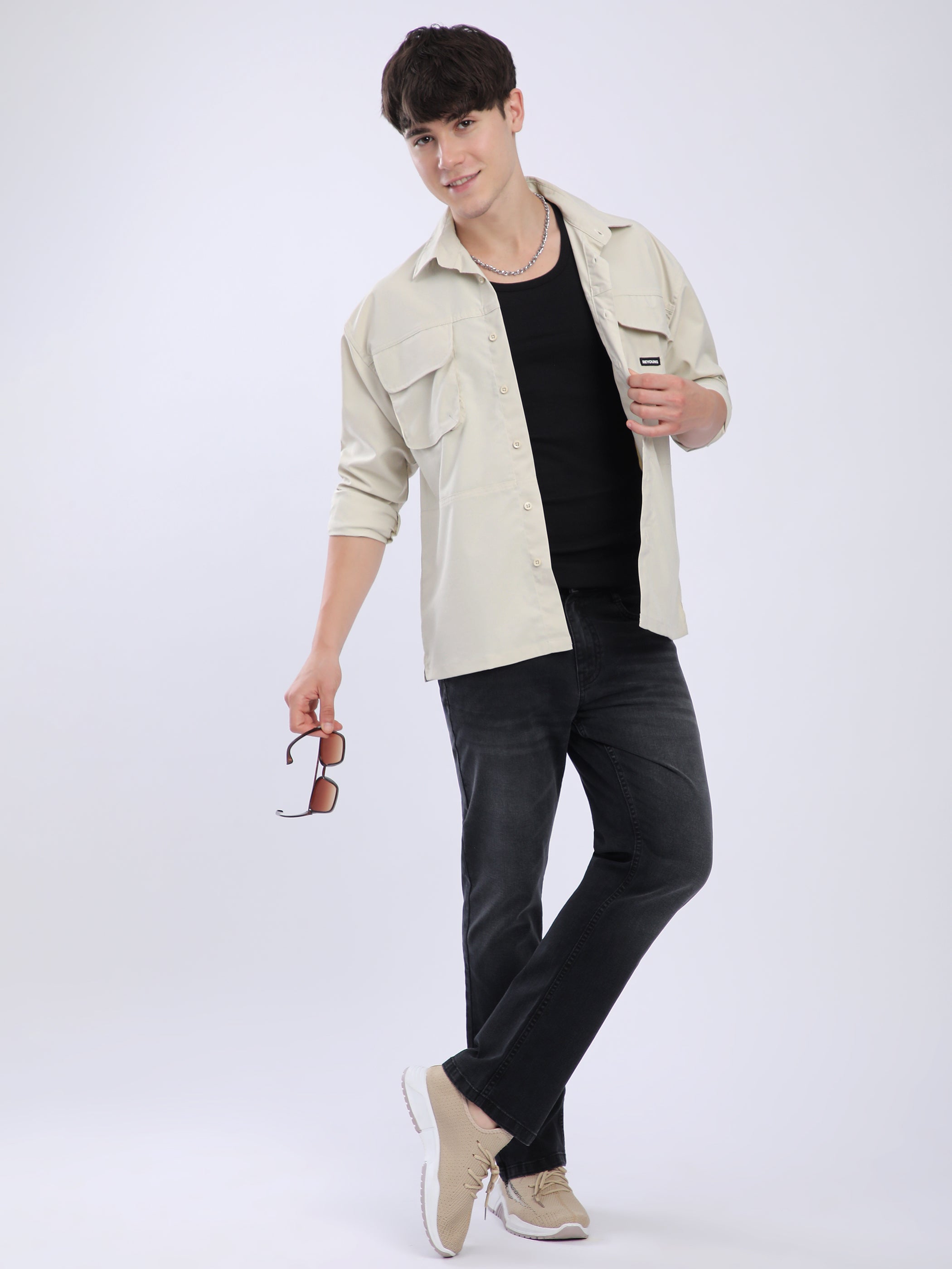 Baggy Pocketed Shirt - Cream